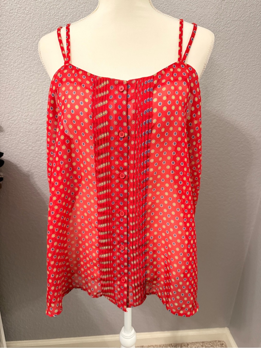 Mossimo Supply Co. Red Printed Spaghetti Strap Cami